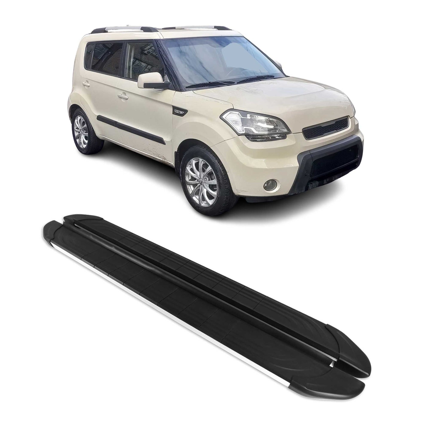 Trittbretter Seitenschweller für Kia Soul 2008-2015 Aluminium Schwarz Silber 2x