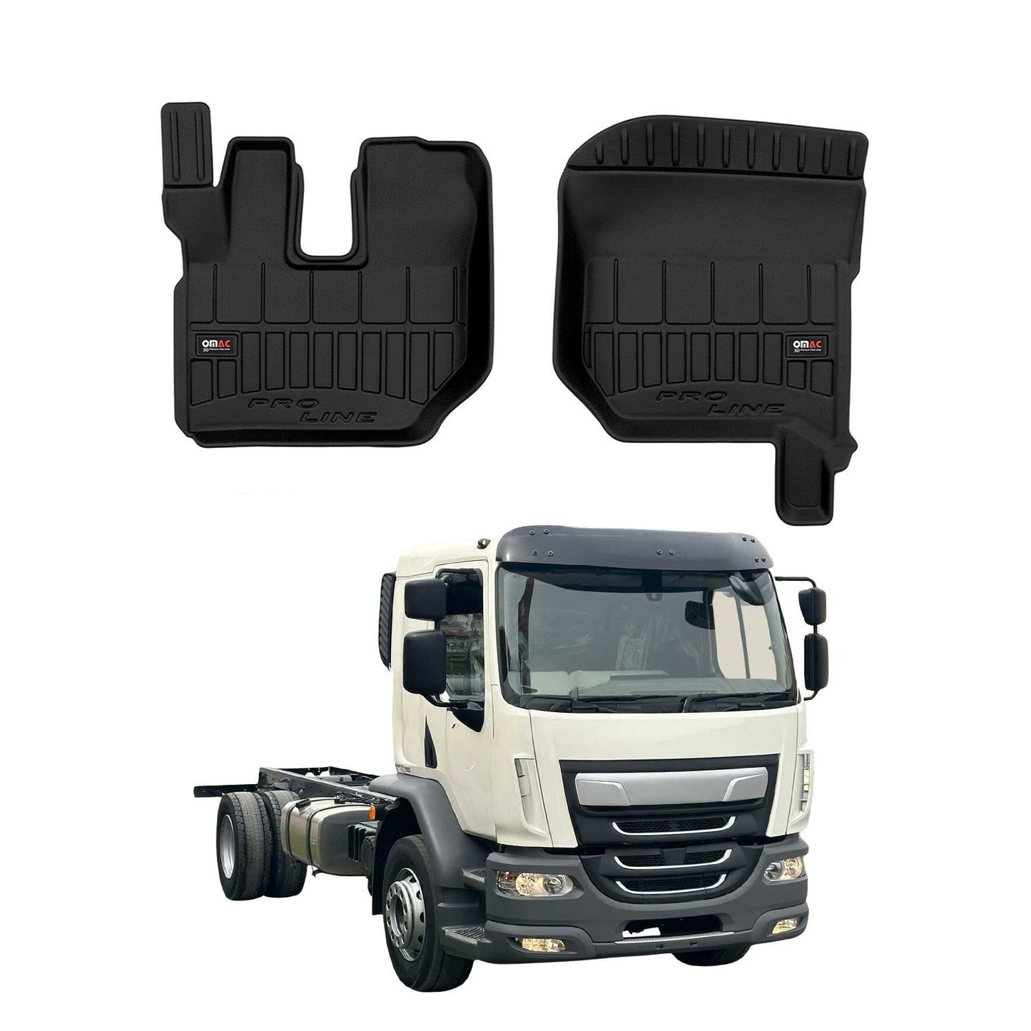 OMAC Gummi Fußmatten für DAF LF 2002-2025 Premium TPE 3D Automatten Schwarz 2x