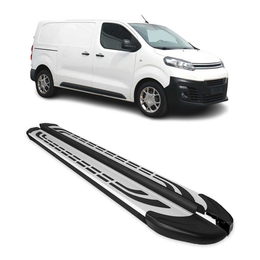 Trittbretter Seitenschweller für Citroen Jumpy 2016-2025 L2 L3 Alu Schwarz