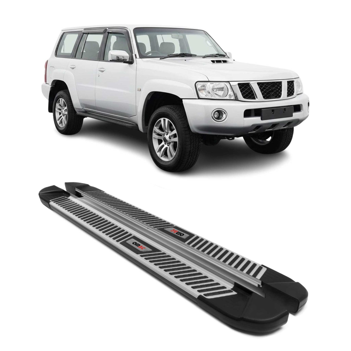 Trittbretter Seitenbretter Seitenschweller für Nissan Patrol 2013-25 Alu Schwarz