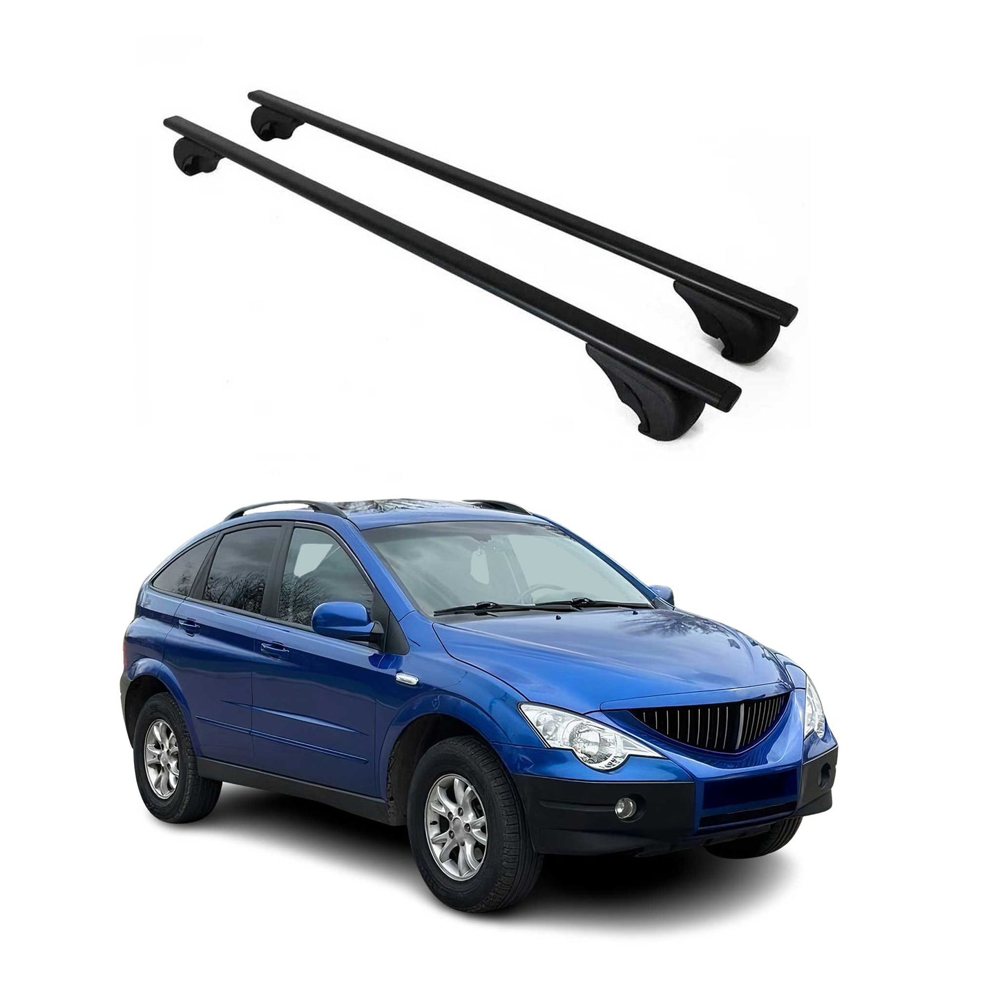 Suport portbagaj plafon pentru SsangYong Actyon 2006-2011, 75kg, metal, negru, 2 bucăți