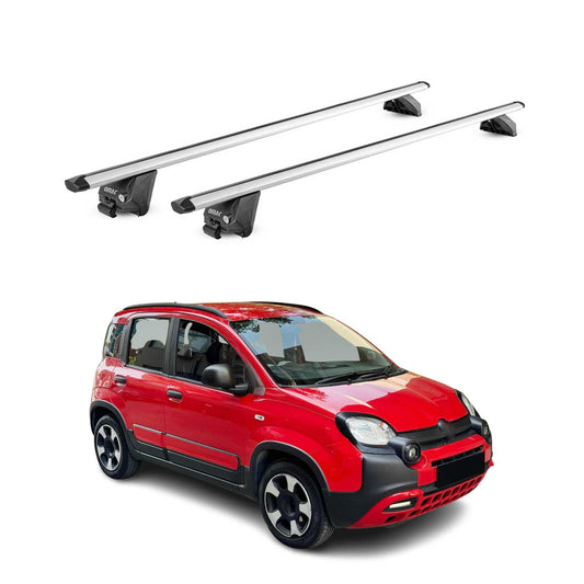 Portbagaj de plafon pentru Fiat Panda III Cross 2014-2025 100kg gri aluminiu 2 piese ABE
