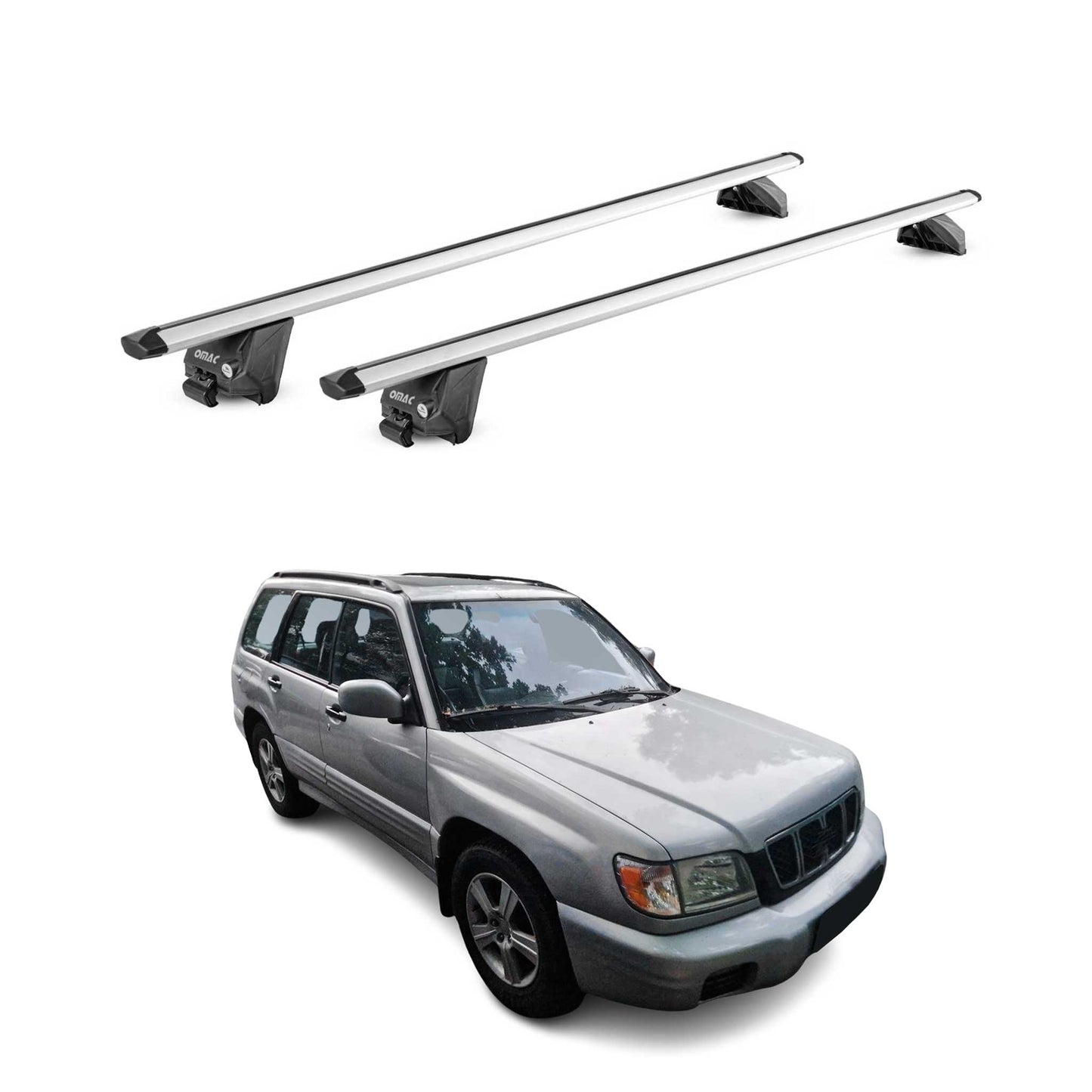 Dachträger Grundtäger für Subaru Forester mk1 1997-2002 100kg Alu Grau 2tlg ABE
