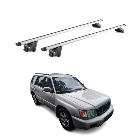 Portbagaj de plafon pentru Subaru Forester mk1 1997-2002 100kg gri aluminiu 2 piese ABE