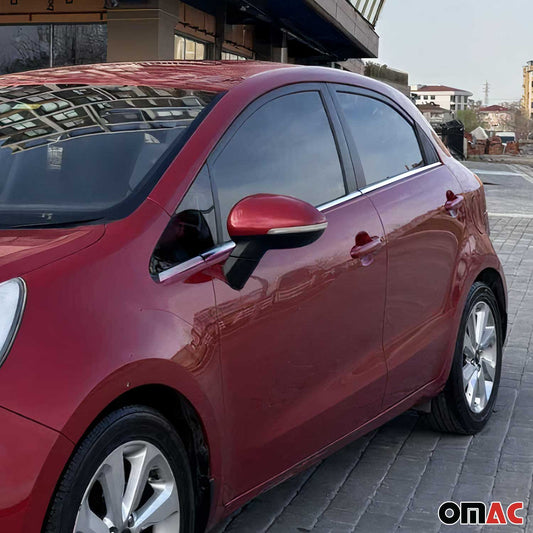 Benzi decorative pentru geamuri Kia Rio hatchback și sedan, oțel inoxidabil cromat, set 6 piese
