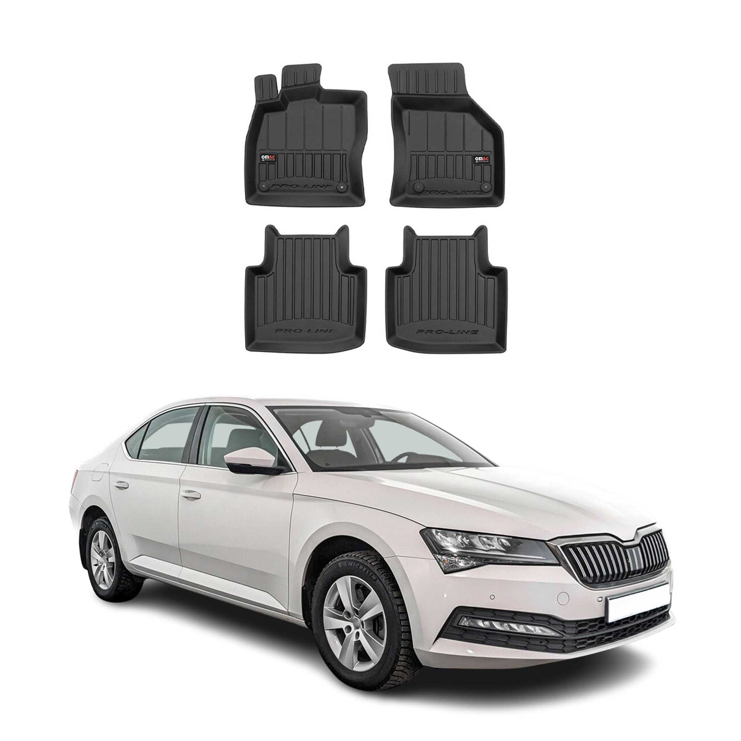 2015-2025 Skoda Superb Kombi Stufenheck Fußmatten TPE Schwarz 4 tlg