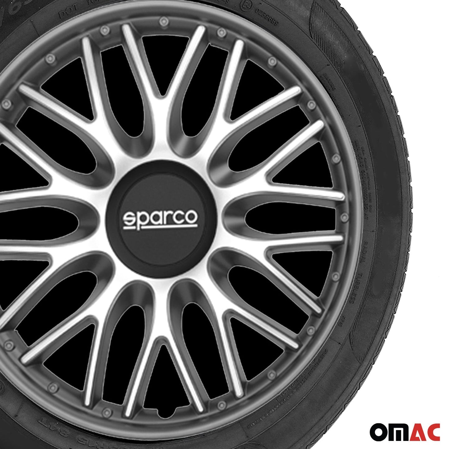 Radkappen Radzierblenden Sparco Roma 16" Zoll Auto Abdeckung Set Silber Grau 4x