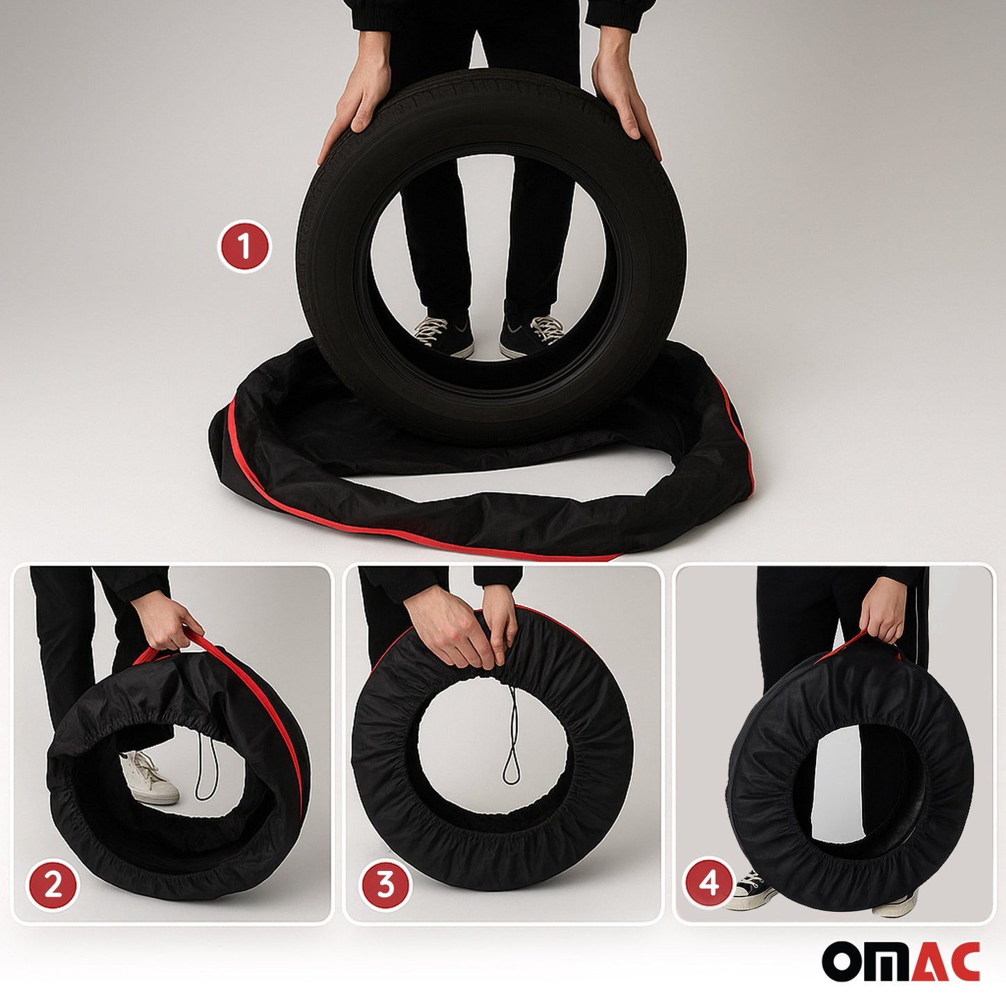 Reifentaschen Set Schutzhülle Reifenhülle 4 teilig für 14" bis 17" Felgen Tasche