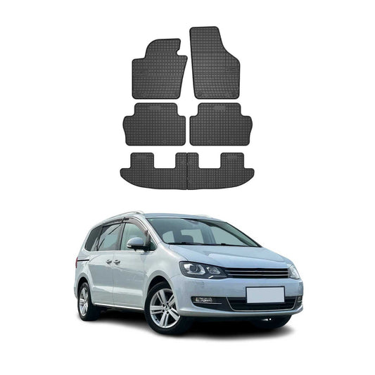 Fußmatten Automatten für VW Sharan II 2010-2023 Gummimatte Schwarz 6 tlg