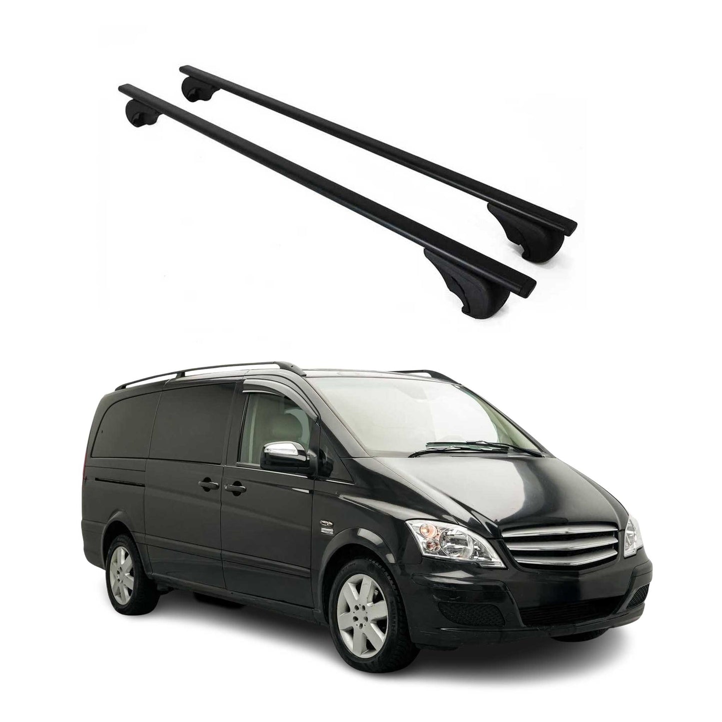 Dachträger Grundtäger für Mercedes Vito W639 2003-2014 75kg Metall Schwarz 2 tlg
