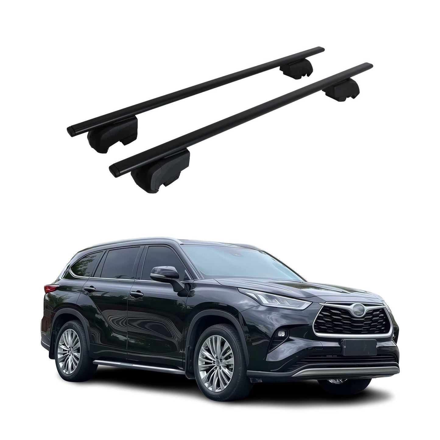 Dachträger Grundtäger für Toyota Highlander 2019-2023 75kg Metall Schwarz 2 tlg