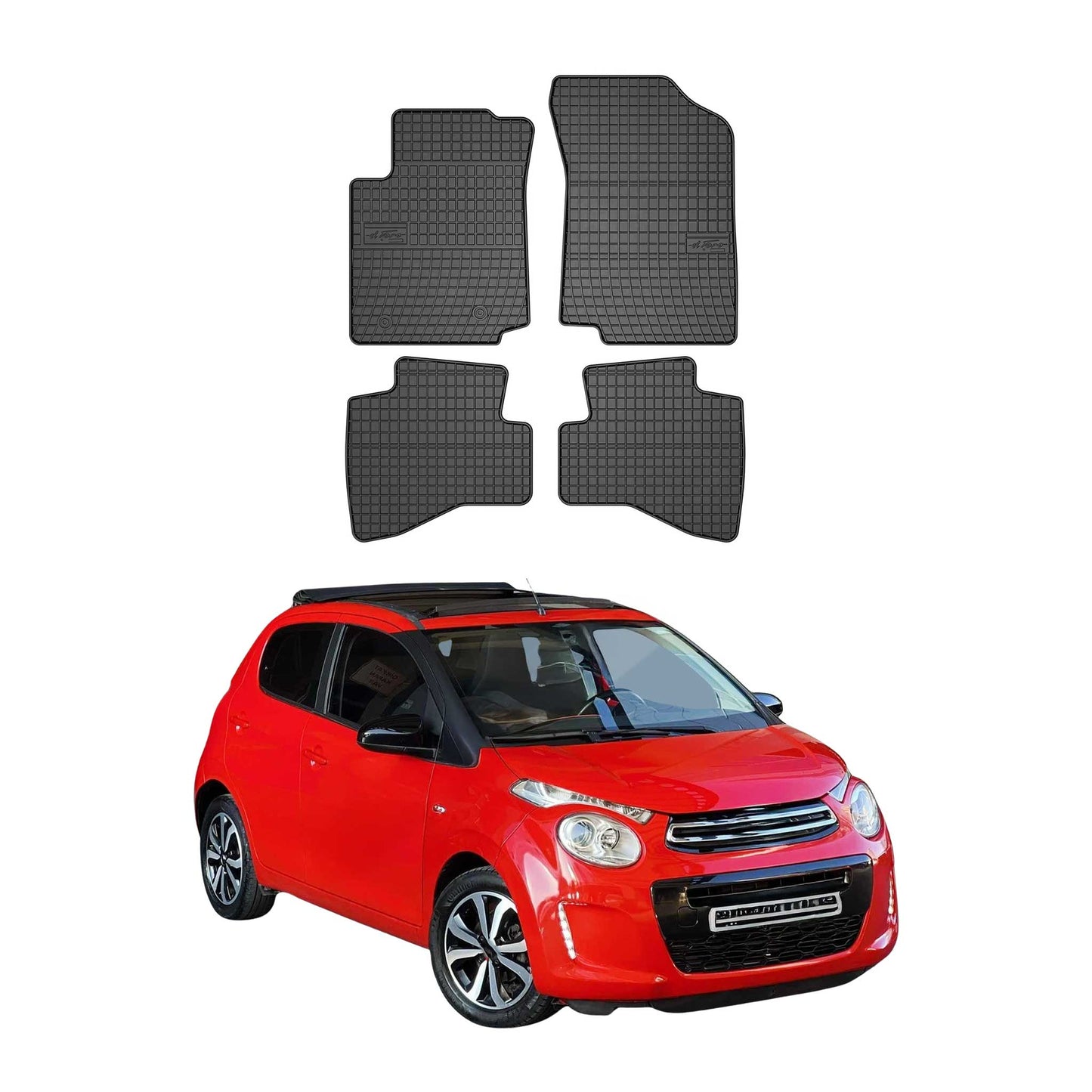 2014-2021 Citroen C1 Fußmatten Gummi Schwarz 4 tlg