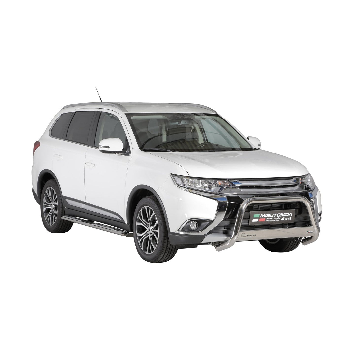 Stahl Schwellerrohre Trittbretter für Mitsubishi Outlander Hybrid 2015-2025 Grau
