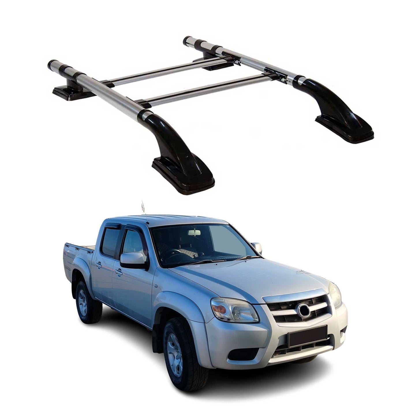 Dachreling Dachträger Gepäckträger Satz für Mazda BT-50 2006-2012 Alu Grau 4x