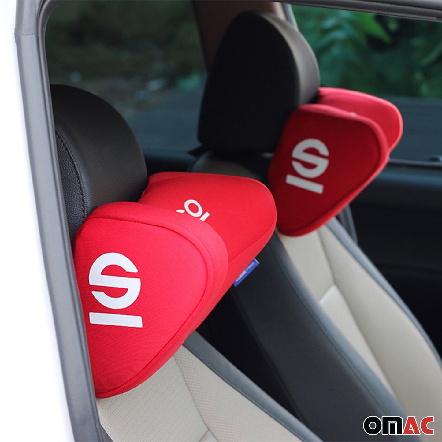 SPARCO Auto Nackenkissen Reisekissen Rot Ergonomische Memory-Schaum Kopfkissen