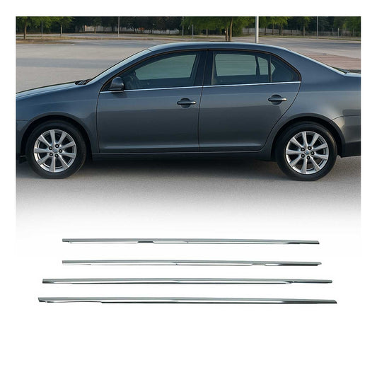 Benzi decorative pentru geamuri VW Jetta 2005-2010, oțel inoxidabil cromat, 4 bucăți