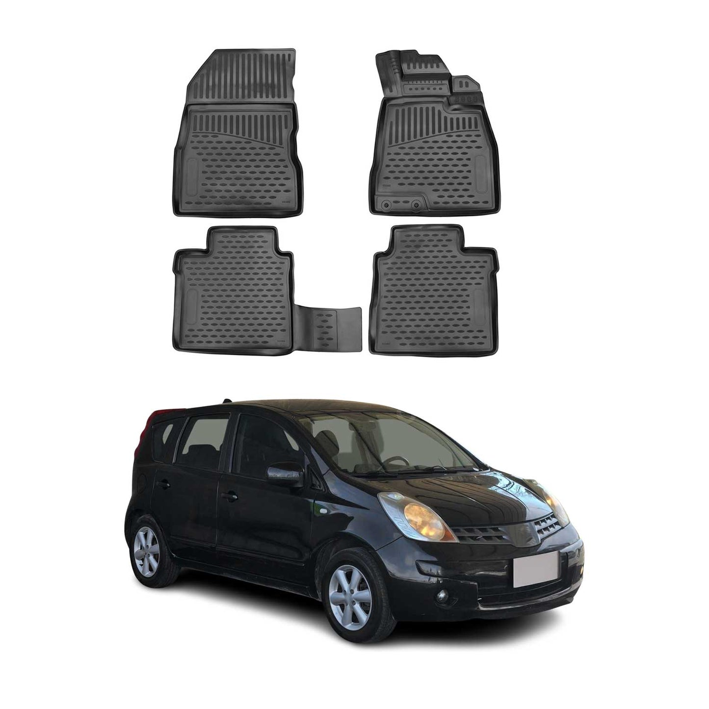 Covorașe auto din cauciuc OMAC pentru Nissan Note 2012-2020, Negre, 4x