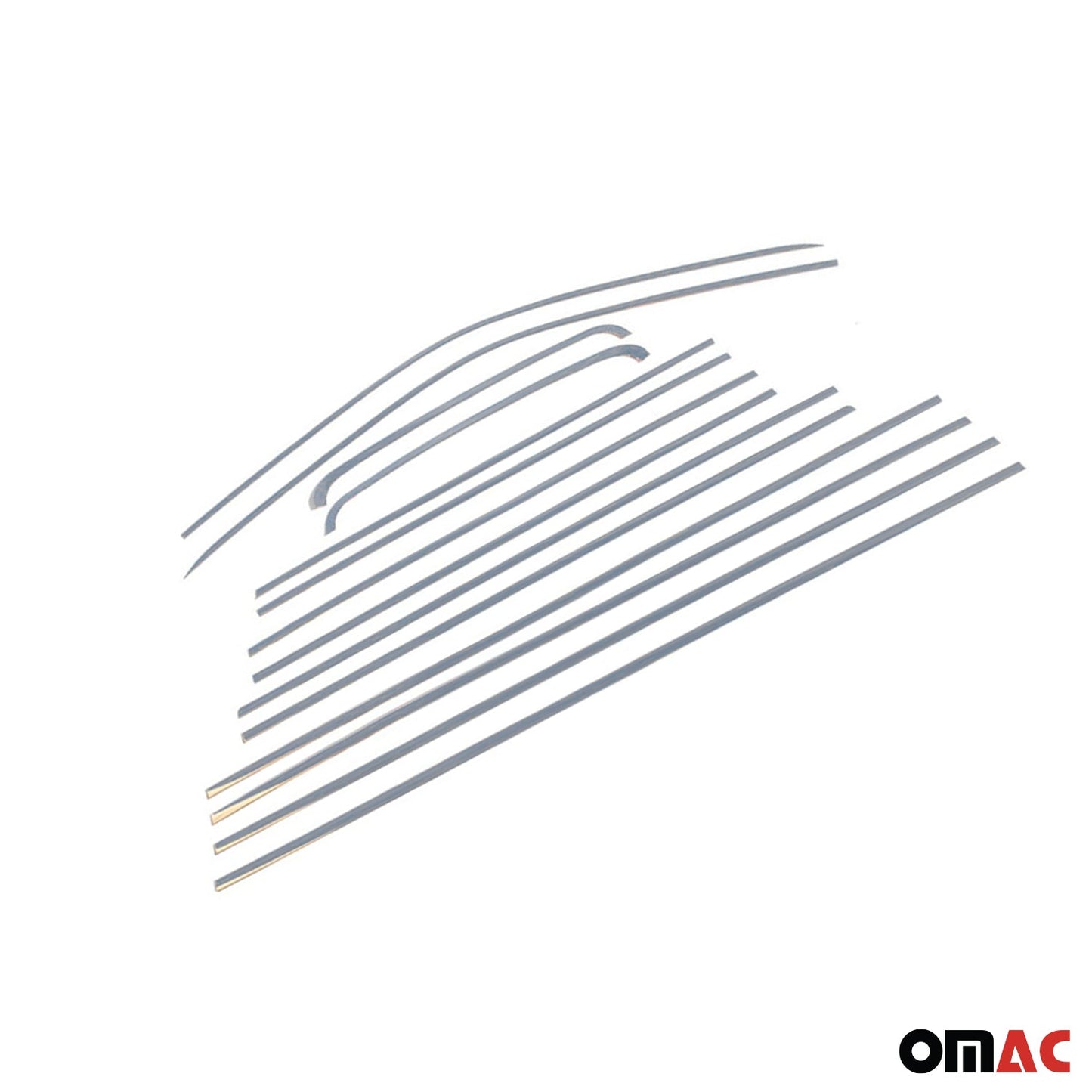 Benzi decorative/decorative pentru geamuri VW T5 2003-2015, ușă glisantă scurtă, oțel inoxidabil, 14 bucăți