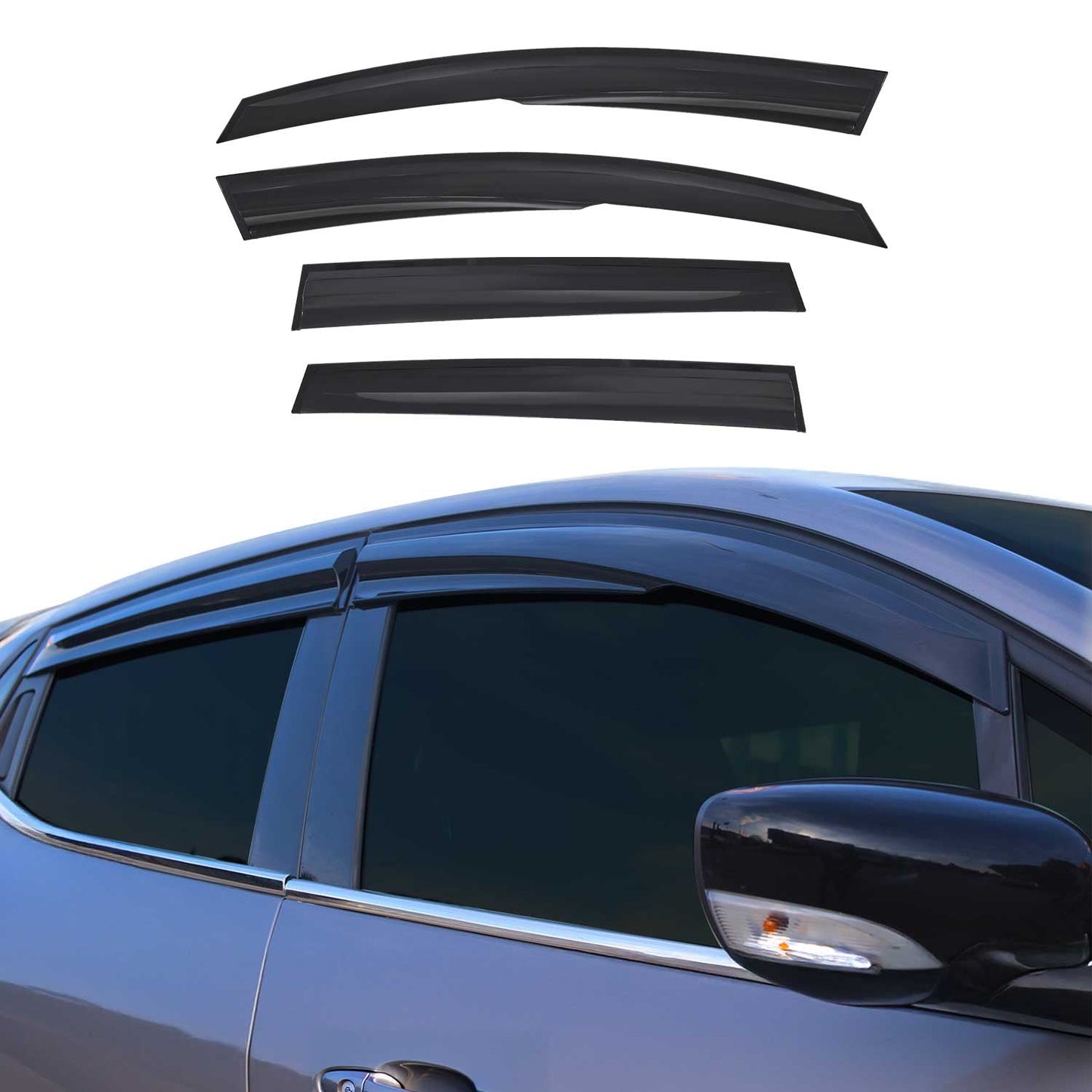 4x Deflectoare de vânt Deflectoare de ploaie pentru Renault Clio Hatchback 2012-2019 Acril Închis la culoare