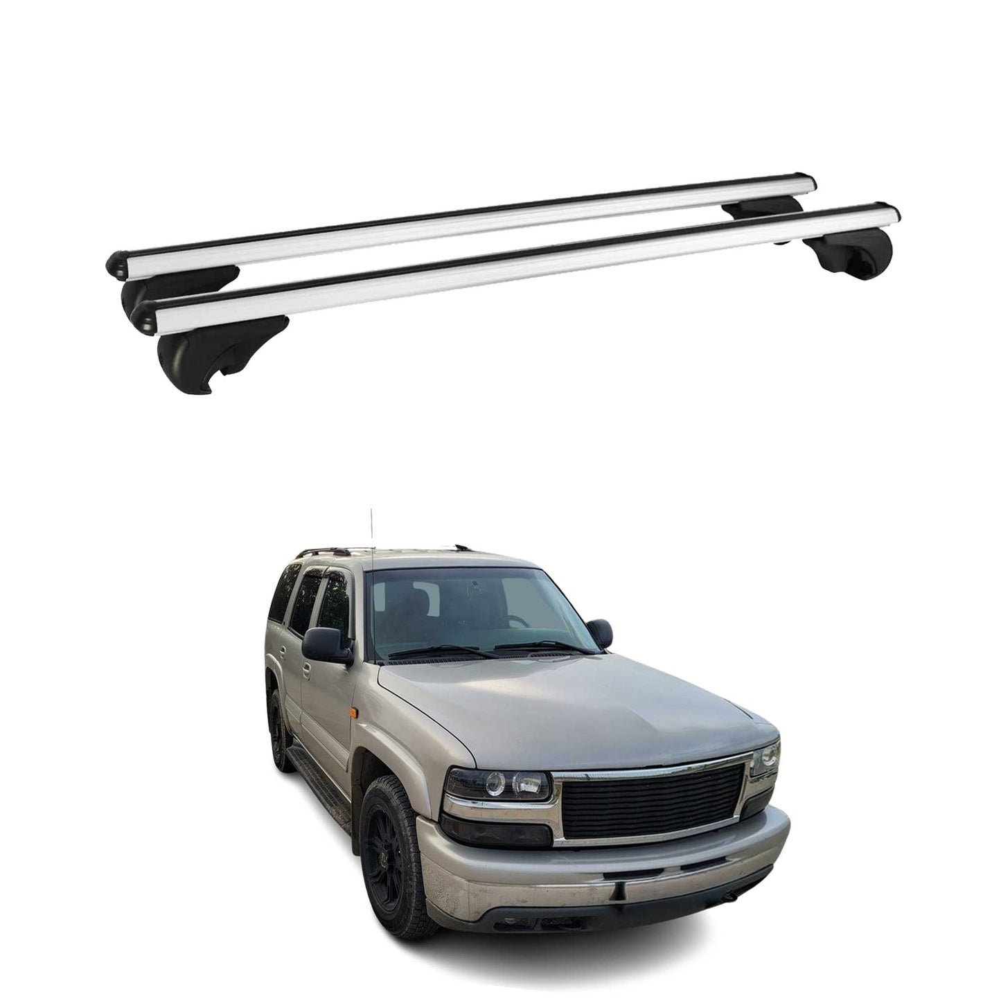 Dachträger Grundtäger für Chevrolet Tahoe 2000-2006 75kg Aluminium Silber 2 tlg