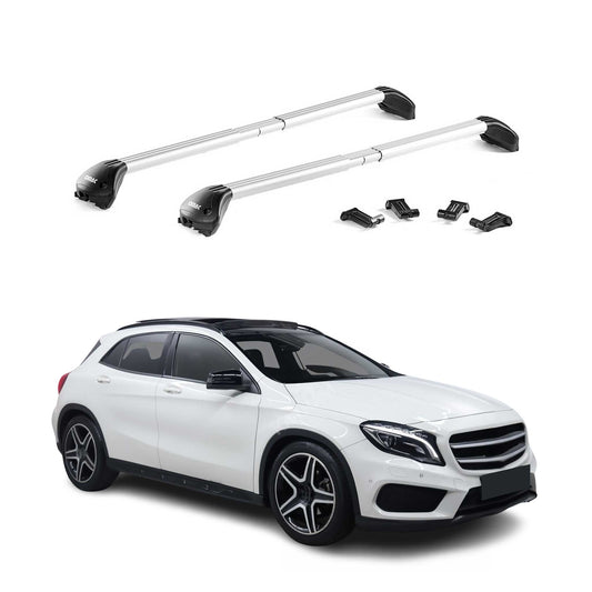 Dachträger Grundtäger für Mercedes GLA X156 2014-2020 100kg Alu Silber 2 tlg ABE