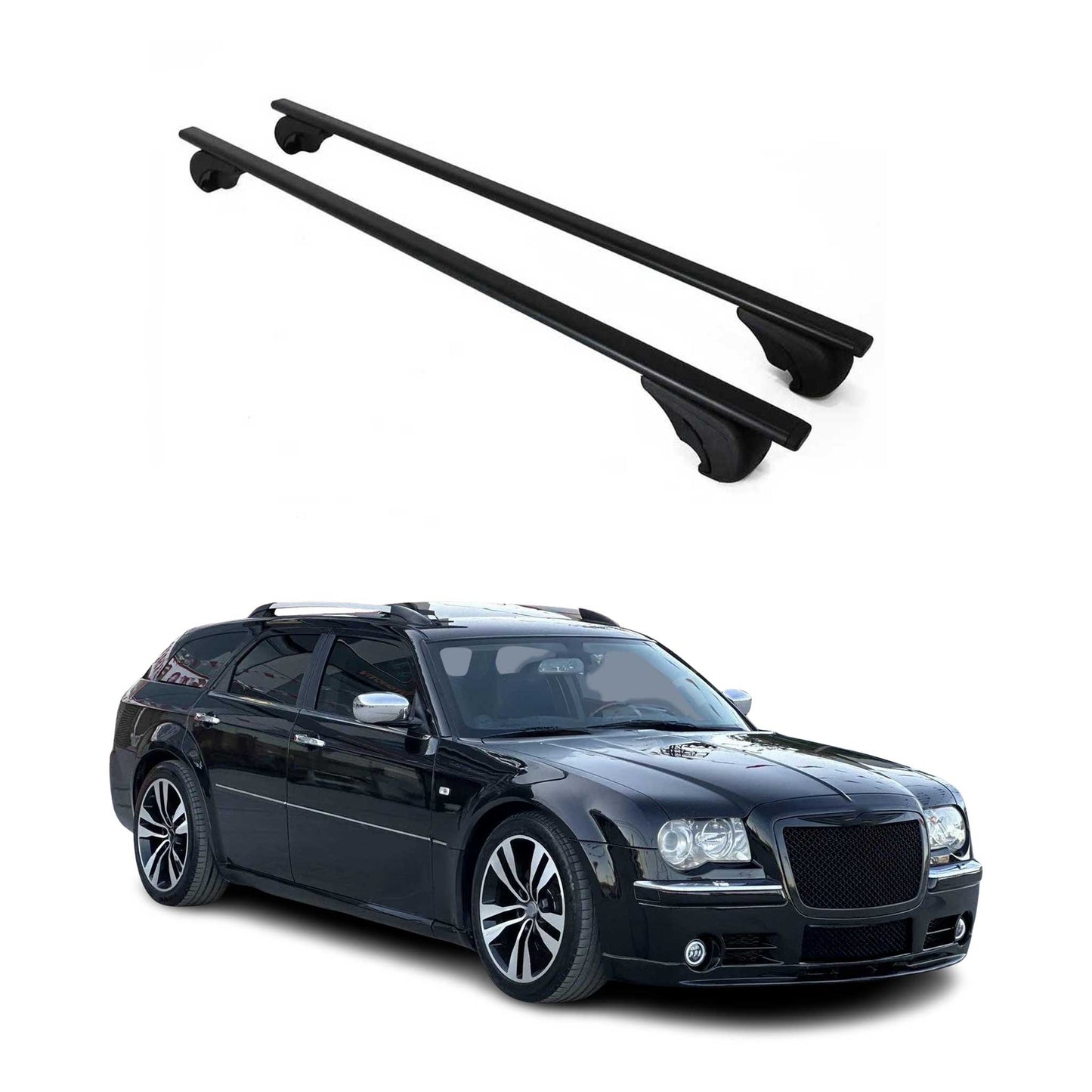 Suporturi portbagaj plafon pentru Chrysler 300C Touring 2005-2010, 75kg, metal, negru, 2x