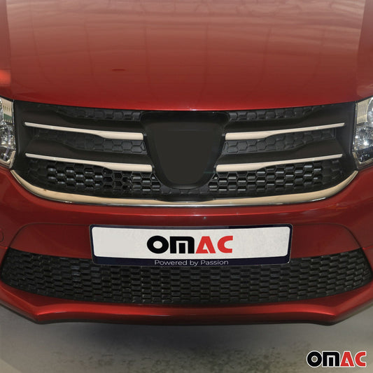 Grilă radiator, grilă radiator, set grilă Dacia Sandero 2012-2017, oțel inoxidabil, argintiu