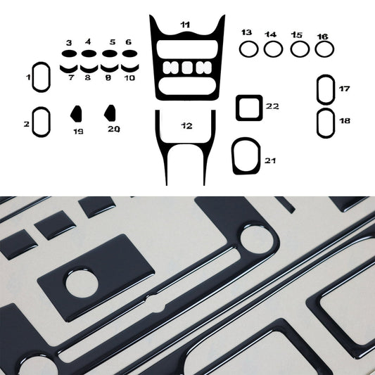 Set ornamente interioare pentru Dacia Sandero 2008-2011, aspect negru piano, 22 piese