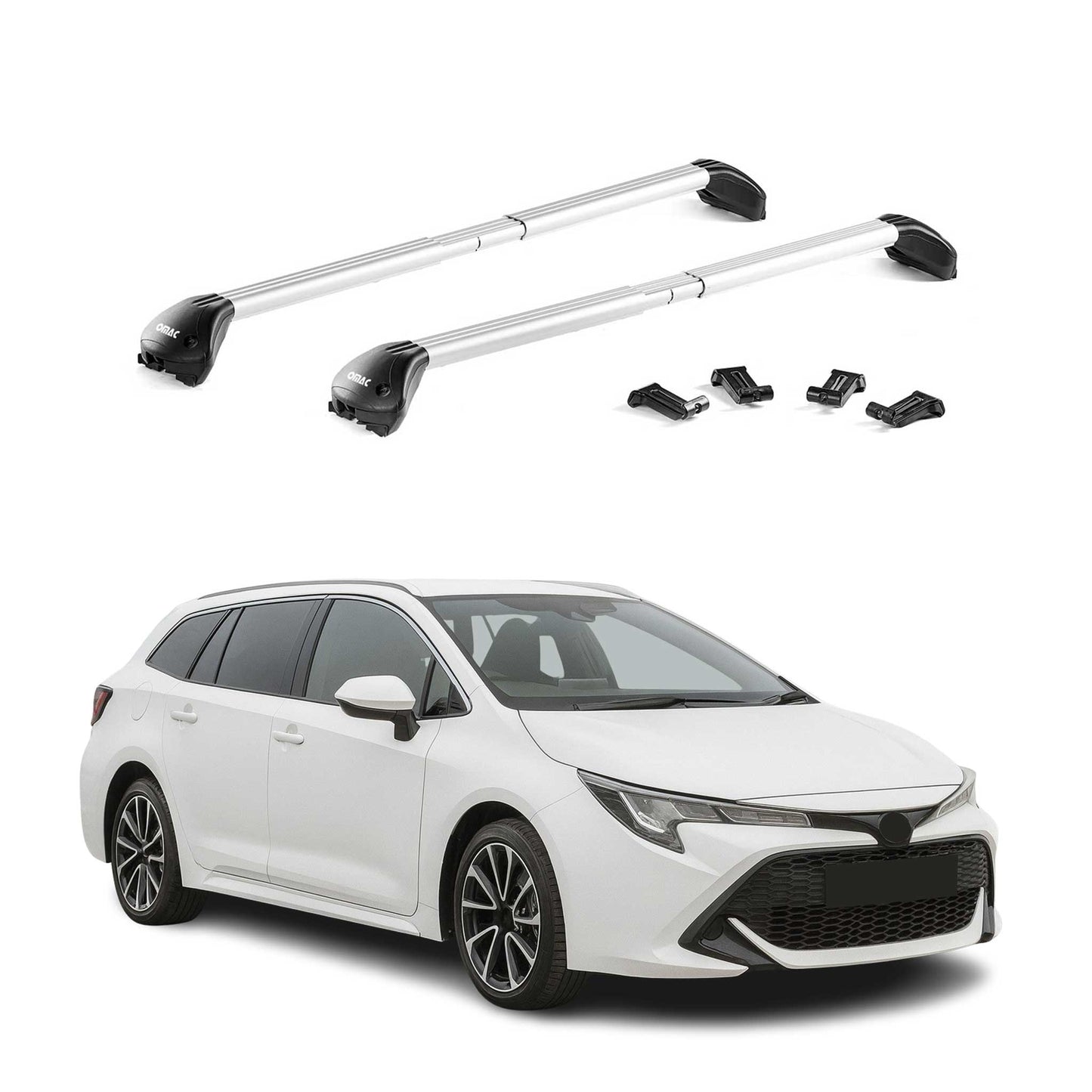 Bară de plafon pentru Toyota Corolla Estate 2019-2025, capacitate 100 kg, aluminiu, argintiu, 2x ABE (omologare de tip germană)