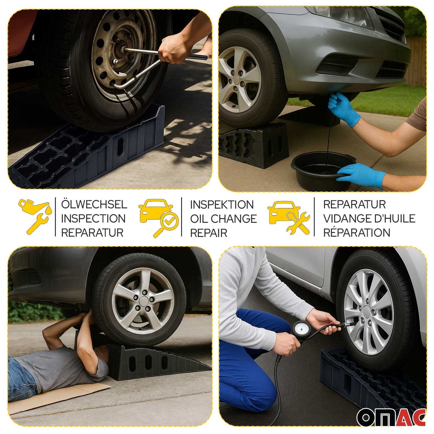 Auffahrrampe Auffahrkeile Stufenkeil für PKW Wohnwagen 5 tonne Autoreifen 2x