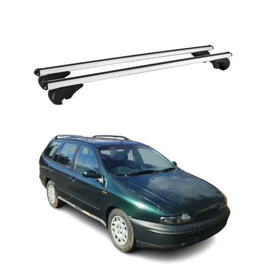 Portbagaj de plafon pentru Fiat Marea Weekend 1996-2003 75kg aluminiu argintiu 2 buc