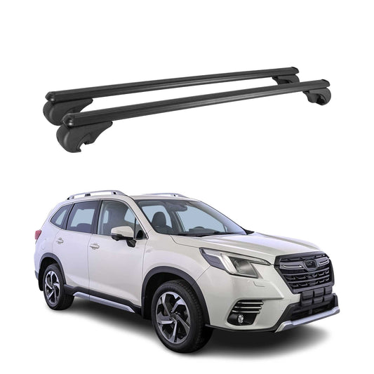 Portbagaj de plafon pentru Subaru Forester mk5 2018-2025 75kg aluminiu negru 2 buc