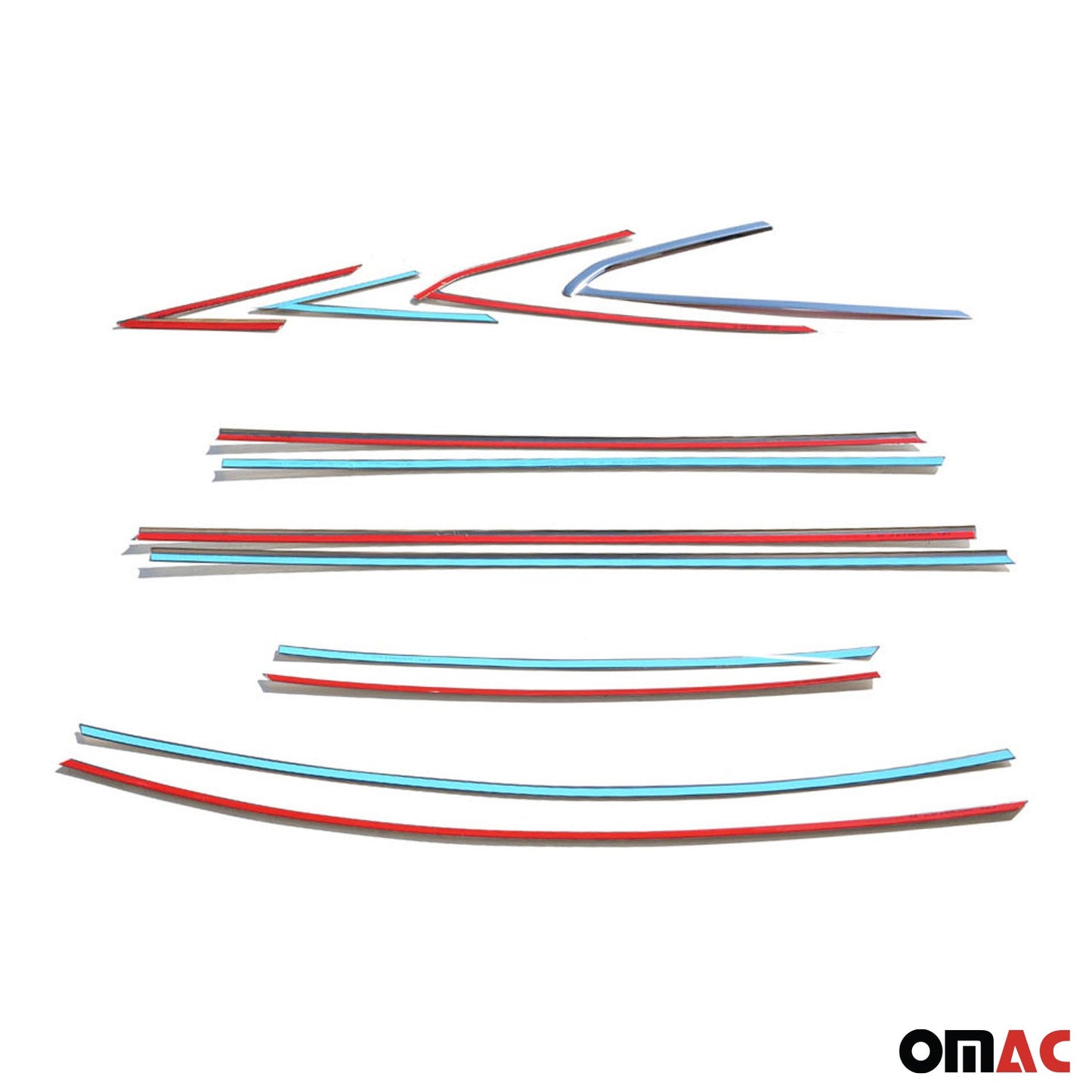 Benzi decorative pentru geamuri Ford Focus Saloon 2011-2018, oțel inoxidabil, 12 bucăți