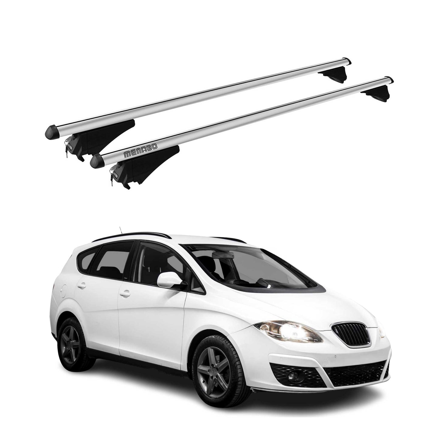 Menabo Dachträger Grundtäger für Seat Altea XL 2007-2015 75kg Alu Silber 2x