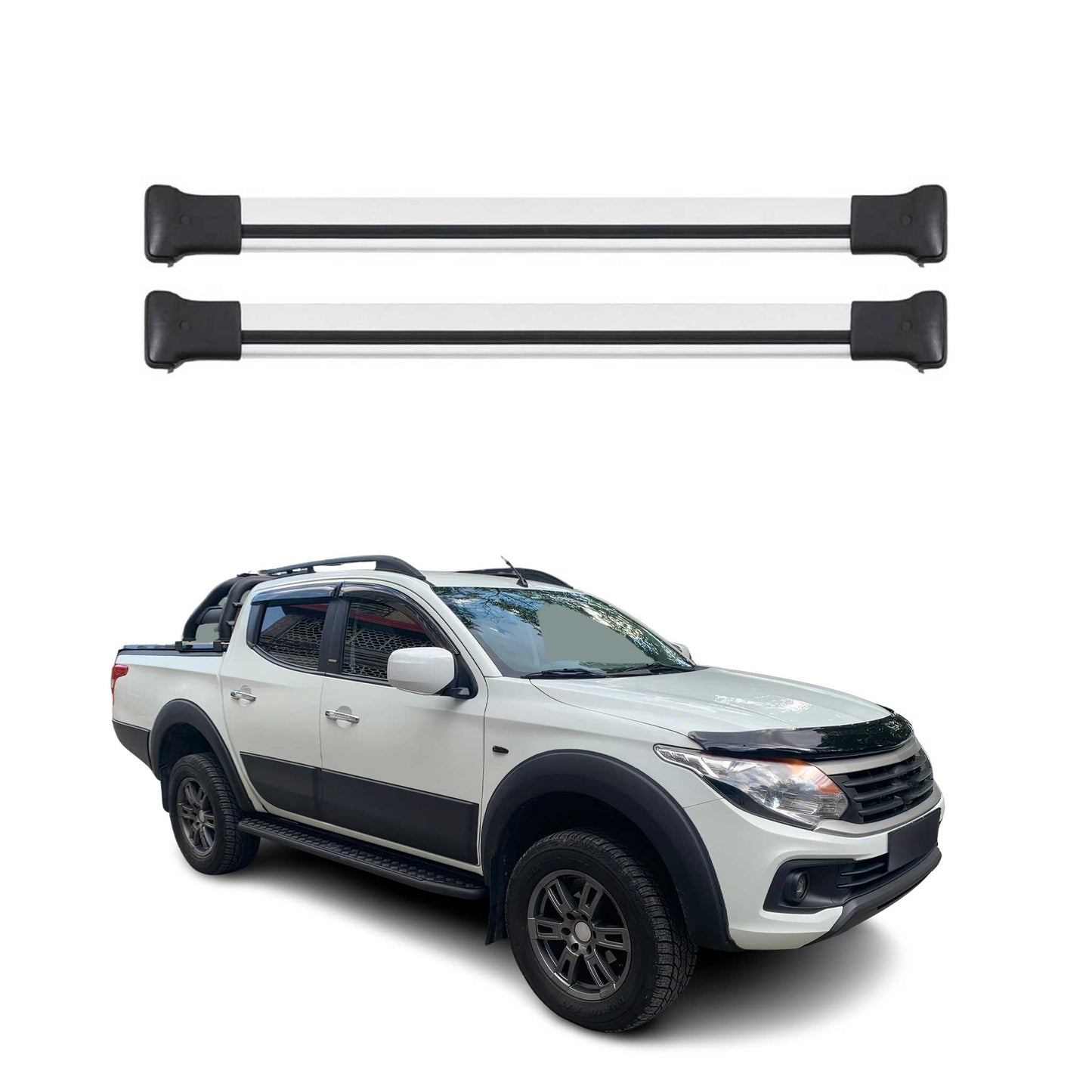 Portbagaj de plafon pentru Fiat Fullback 2016-2019 75kg aluminiu argintiu 2 buc