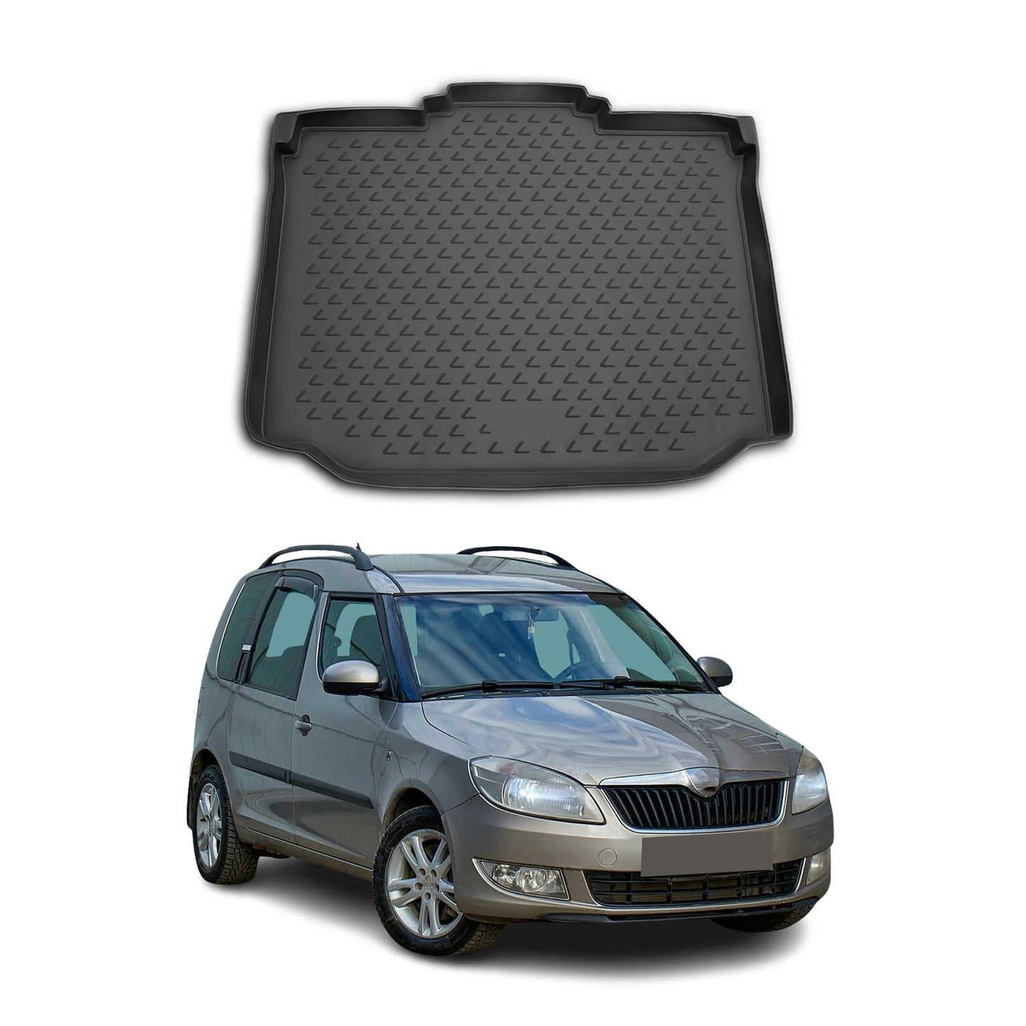 Kofferraummatte Kofferraumwanne für Skoda Roomster 2006-2015 Gummi TPE Schwarz