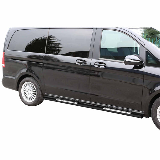 Trepte laterale/scări din oțel pentru Mercedes Vito W447 2014-2025 L1 Negru 2x