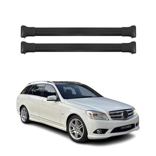 Dachträger für Mercedes C Klasse S204 T-Model 2007-2014 75kg Alu Schwarz 2x