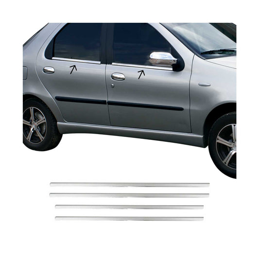 Ornamente/ramă geam pentru Fiat Siena 1995-2004, oțel inoxidabil, cromat, 4 bucăți