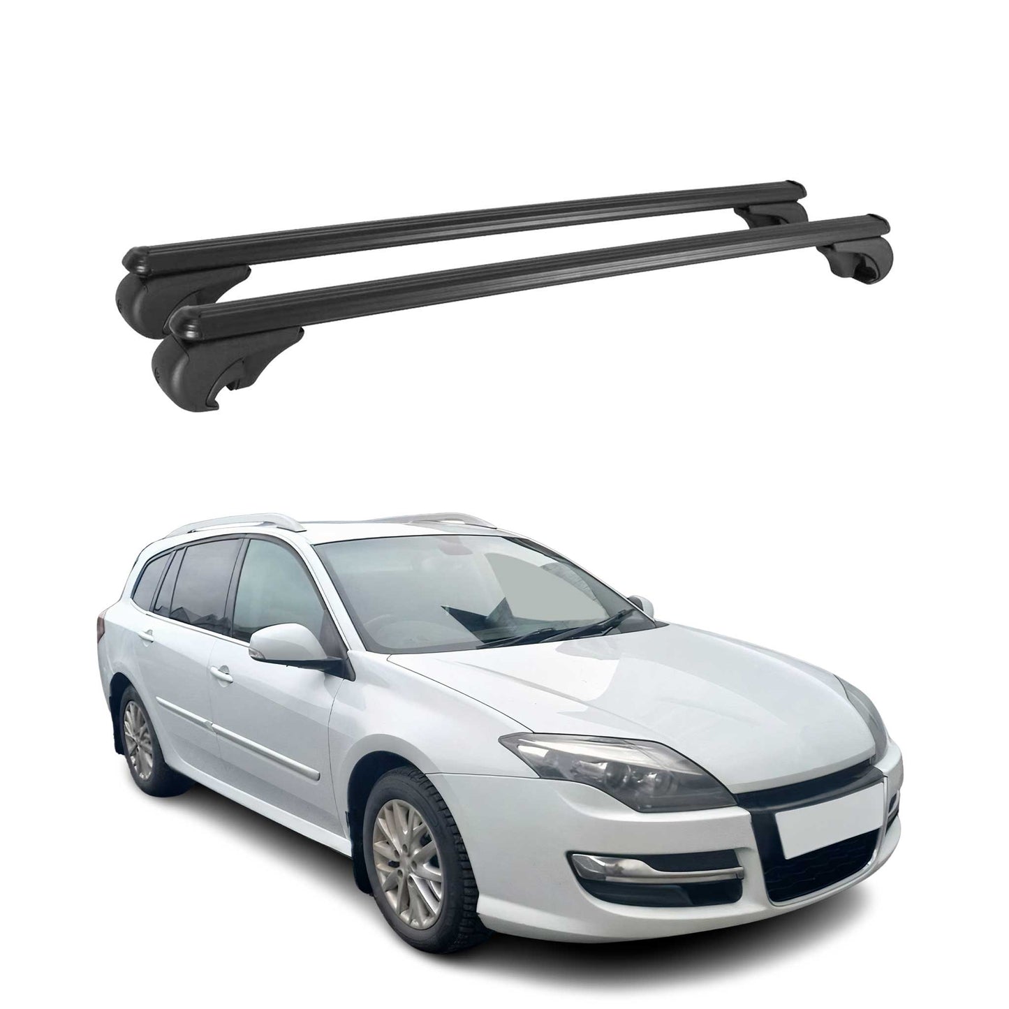 Portbagaj de plafon pentru Renault Laguna Grandtour 2007-2015 75kg Alu Negru 2x