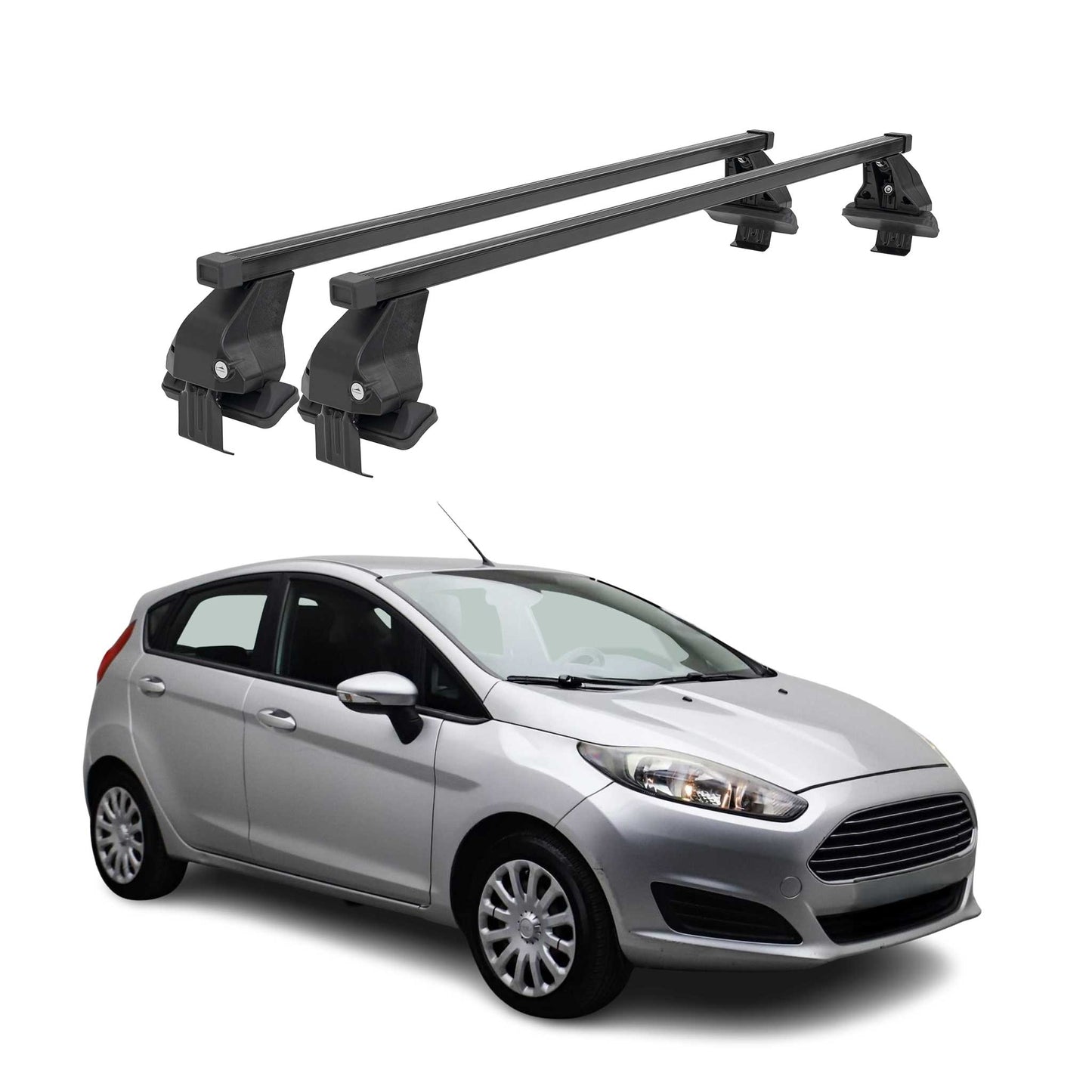 Menabo Dachträger Grundtäger für Ford Fiesta 2013-2017 50kg Stahl Schwarz 2 tlg