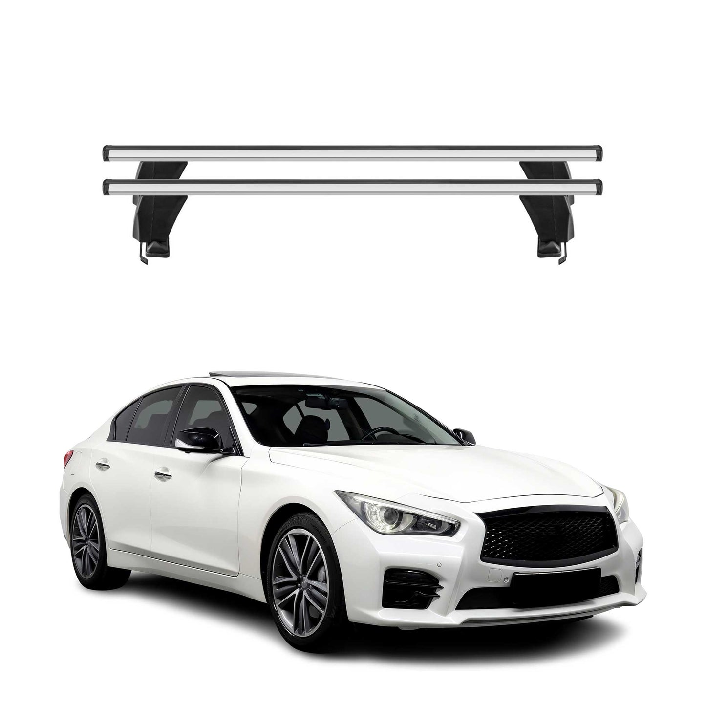 Menabo Dachträger Grundtäger für Infiniti Q50 2013-2023 50kg Alu Silber 2 tlg