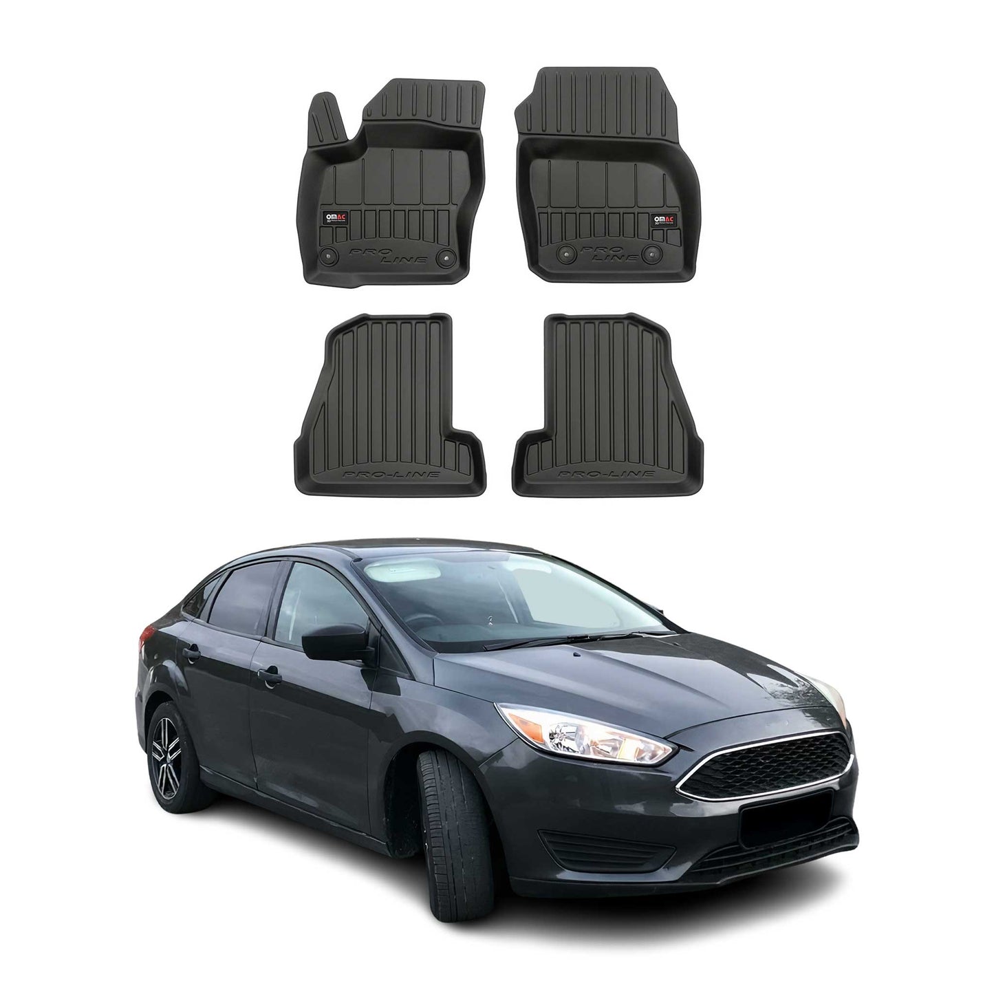 2011-2018 Ford Focus mk3 Fußmatten TPE Schwarz 4 tlg