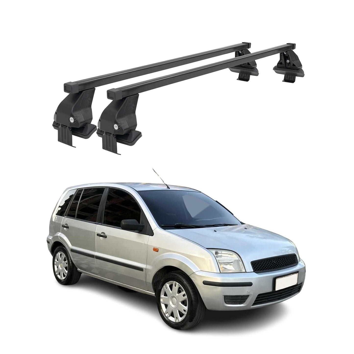 Menabo Dachträger Grundtäger für Ford Fusion 2002-2012 50kg Stahl Schwarz 2 tlg