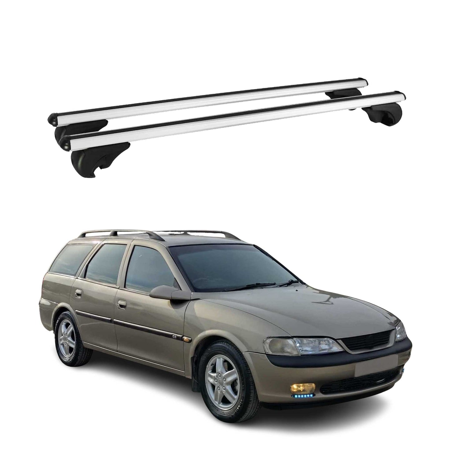 Portbagaj de plafon pentru Opel Vectra B Estate 1995-2002 75kg Aluminiu Argintiu 2 bucăți