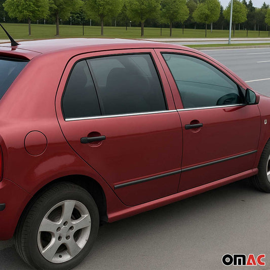 Benzi decorative pentru geamuri Skoda Fabia 1999-2007, oțel inoxidabil cromat, set 4 piese