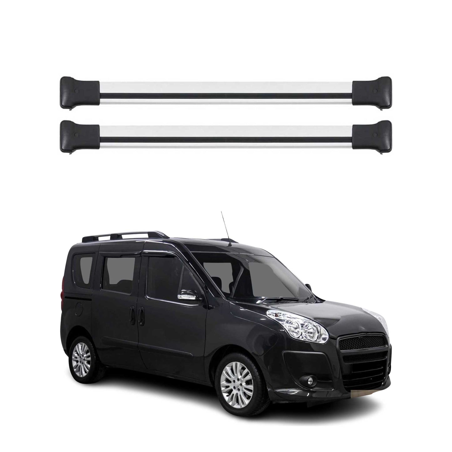 Portbagaj de plafon pentru Fiat Doblo 2010-2022 75kg aluminiu argintiu 2 buc