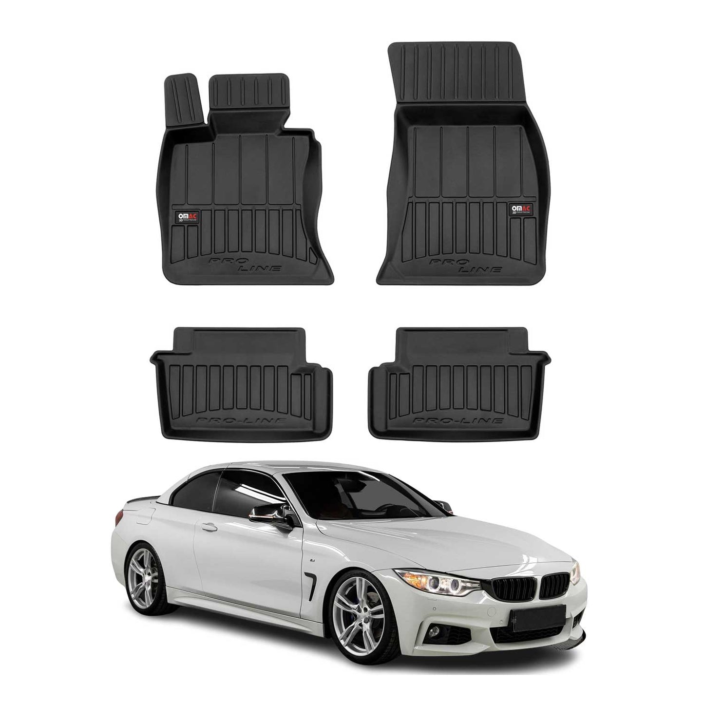 OMAC Gummi Fußmatten für BMW 4er F33 Cabrio 2013-2020 Premium TPE Automatten 4x