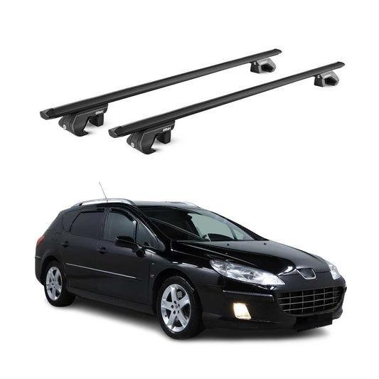Dachträger Grundtäger für Peugeot 407 Kombi 2004-2011 90kg Alu Schwarz 2 tlg ABE