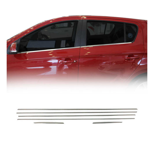 Benzi decorative pentru geamuri Hyundai i20 2008-2014, oțel inoxidabil cromat, 6 bucăți